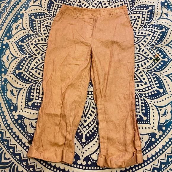CAPRI!💙👖BIANCA NYGARD CROPS!👖💙10 RUN SMALL BEAUTIFUL METALLIC PEACH PINK EUC - Picture 3 of 16